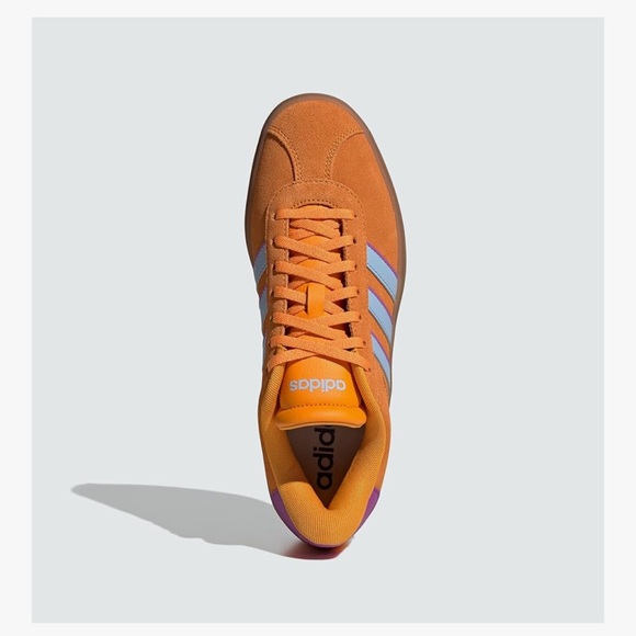 Adidas Vibrant Orange Sneakers with Purple and Blue Stripes - Picture 2 of 4